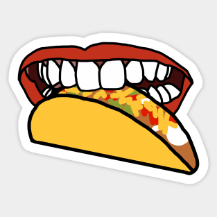 Food For Mouth With Red Lips and White Teeth Eating Taco Sticker